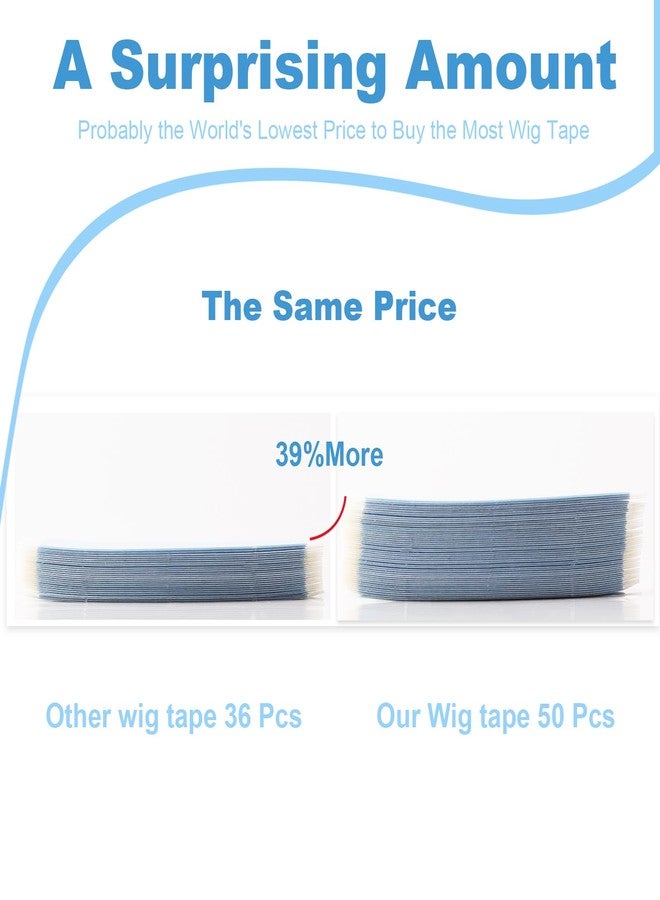 BLHLA 50 Pcs Wig Tape Double Sided Ultra Hold, Third Generation Separable in Tape Replacement, Clear Wig Glue for Lace Wigs, Waterproof Fit Head - Image 4